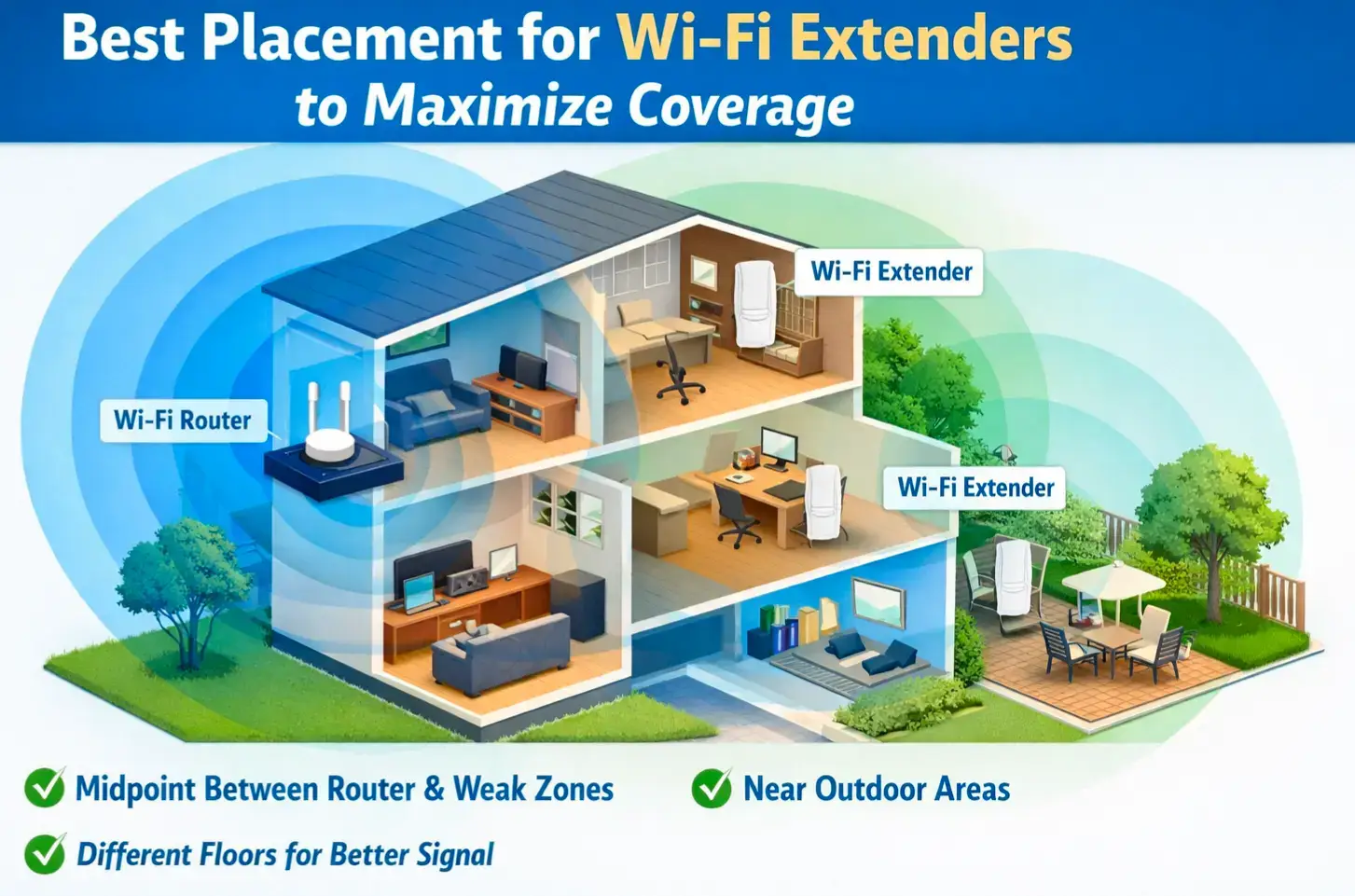 Best Placement for Wi-Fi Extenders to Maximize Coverage